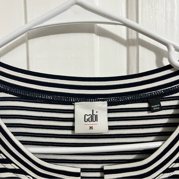 Cabi Captain Shift Dress Nautical Navy Blue White Stripe Medium B - Picture 4 of 7